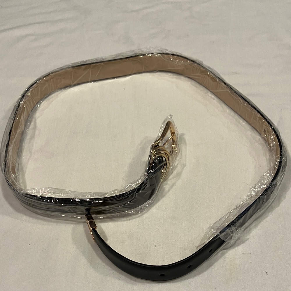 Elegant 1 Black and 1 Tan Leather Belts with Gold buckles